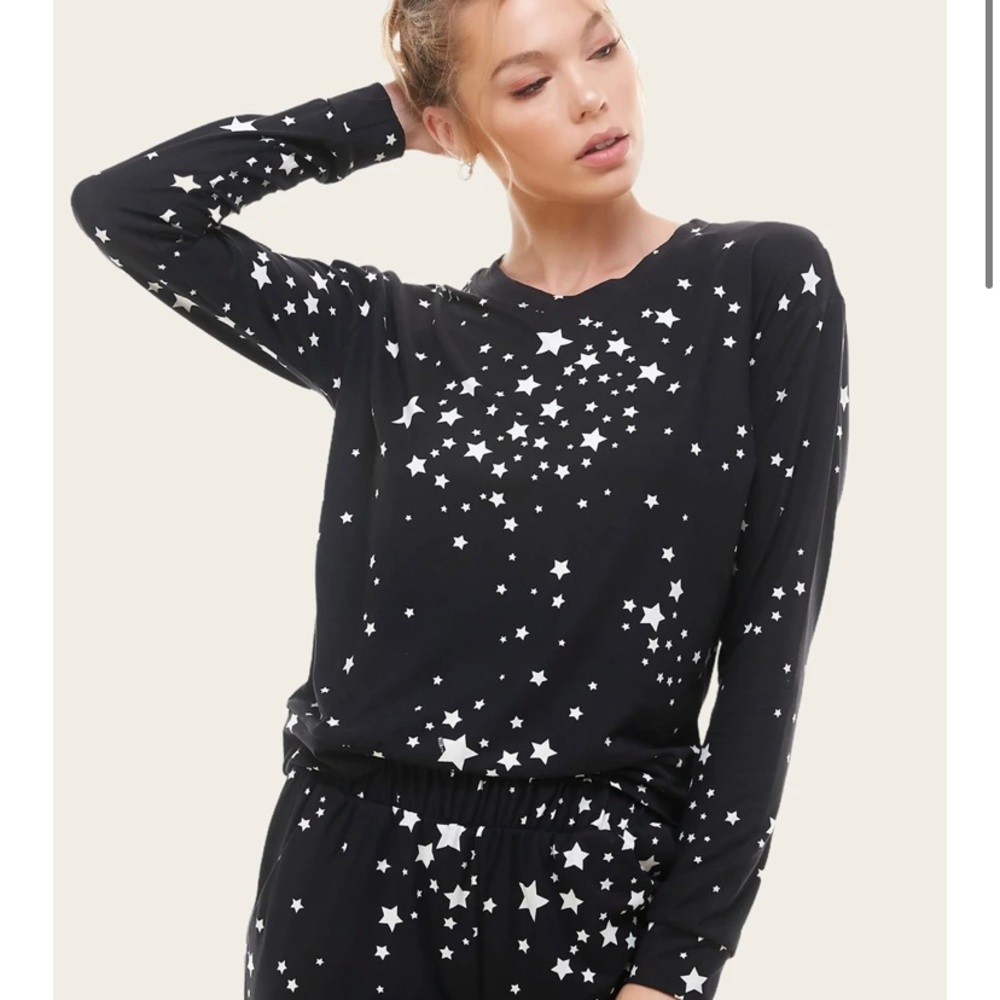 Mason Grey Black Stars Sweatshirt Sleepy Small